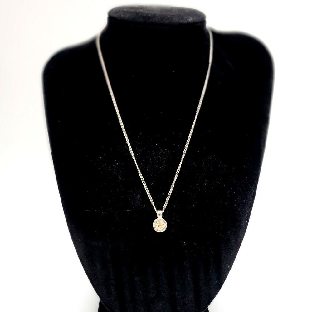 VINTAGE CHRISTIAN DIOR Circle Crystal Pendant on Silver Tone